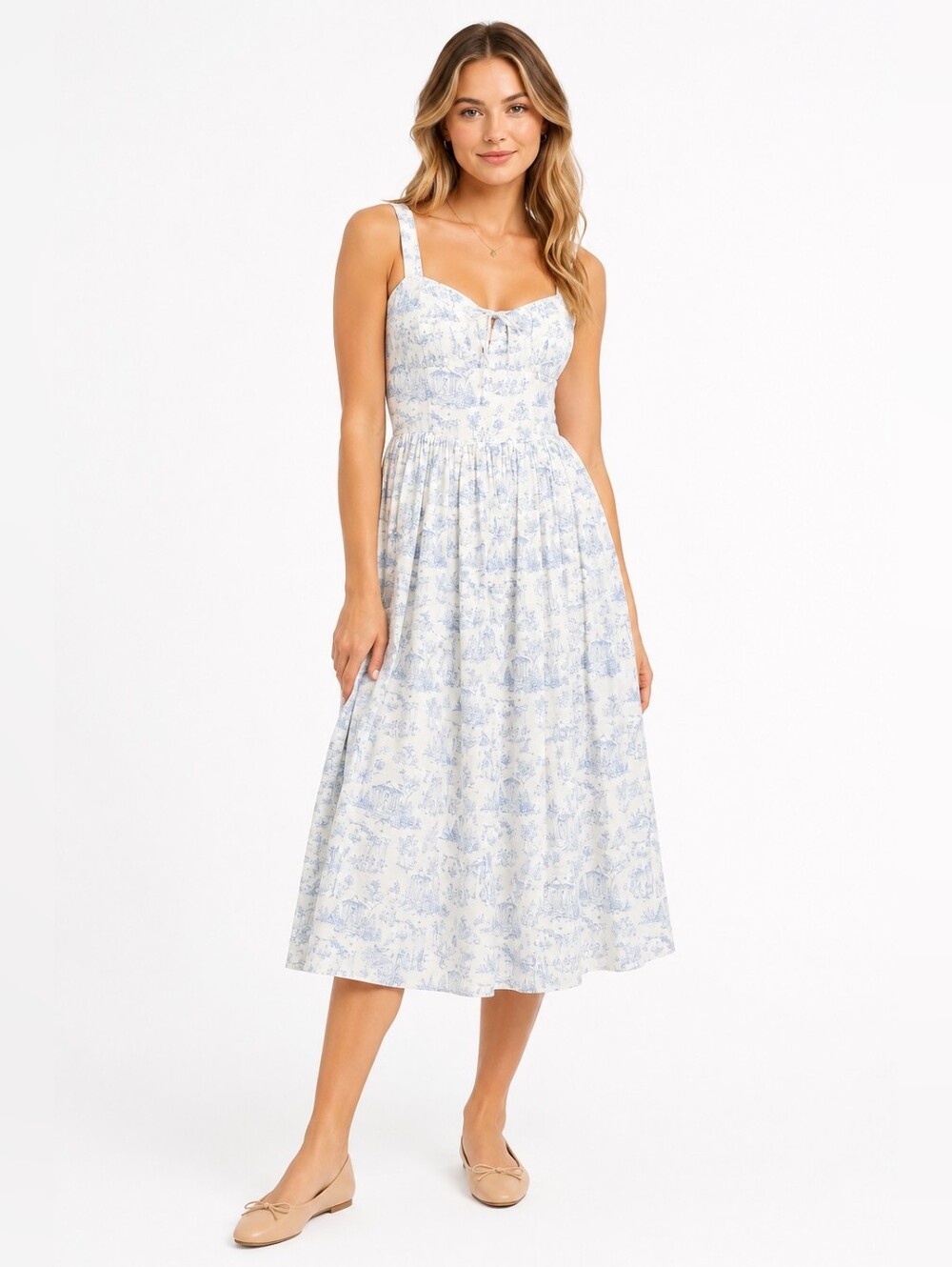 Celebrity Pink x Bridgerton Toile Print Corset Midi Dress Cottagecore L